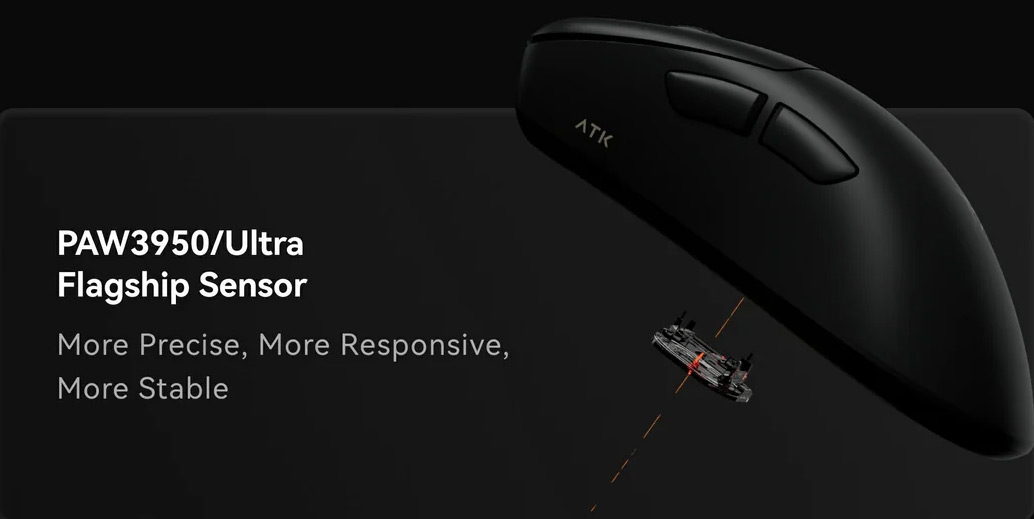 Бездротова миша ATK Z1 PRO MAX 8000 Гц із сенсором PixArt 3950 та ультралегким корпусом